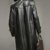 Classic Black Leather Trench Coat