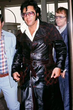 Elvis Presley Black Leather Long Coat