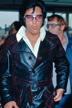 Elvis Presley Black Leather Long Coat