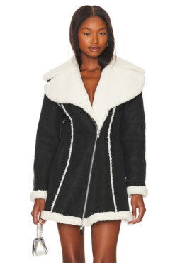 Jaedon Faux Shearling Jacket Dress