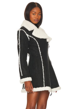 Jaedon Faux Shearling Jacket Dress