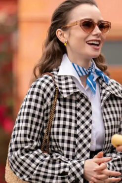 Lily Collins Emily In Paris SO4 Plaid Jacket