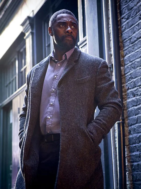 Luther DCI Idris Elba Gray Wool Coat