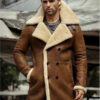 Mens Flight Sheepskin B3 Shearling Aviator Leather Coat
