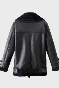 Mens Shearling Winter Black Leather Jacket