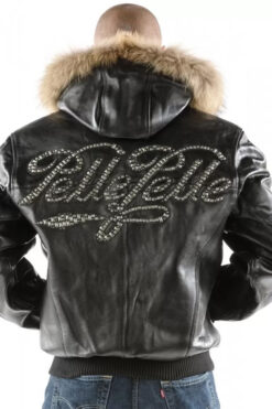 Pelle Pelle Hooded Script Black Leather Jacket