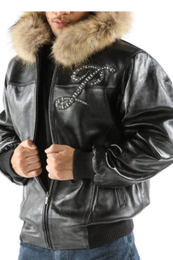 Pelle Pelle Hooded Script Black Leather Jacket