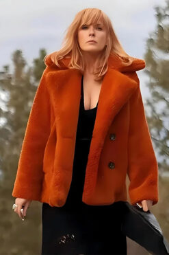 Yellowstone S5 Beth Dutton Orange Fur Coat