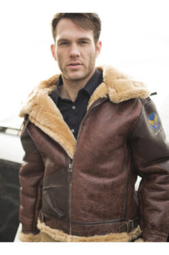 B3 Bomber 1941 Pearl Harbor Brown Shearling Leather Jacket