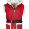 Christmas Santa Claus Hooded Red Leather Vest