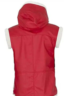 Christmas Santa Claus Hooded Red Leather Vest