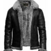 Mens B3 Flying RAF Aviator Fur Leather Jacket
