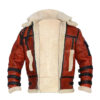 Aviator Sheepskin RAF Mens B6 Waxed Shearling Leather Jacket