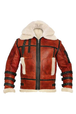 Aviator Sheepskin RAF Mens B6 Waxed Shearling Leather Jacket