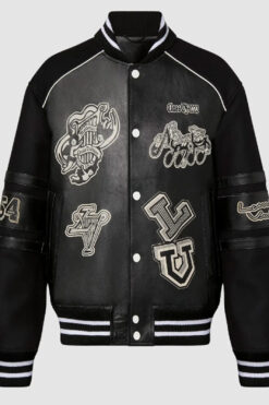 1AATMF Blouson Black Varsity Leather Jacket