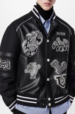1AATMF Blouson Black Varsity Leather Jacket