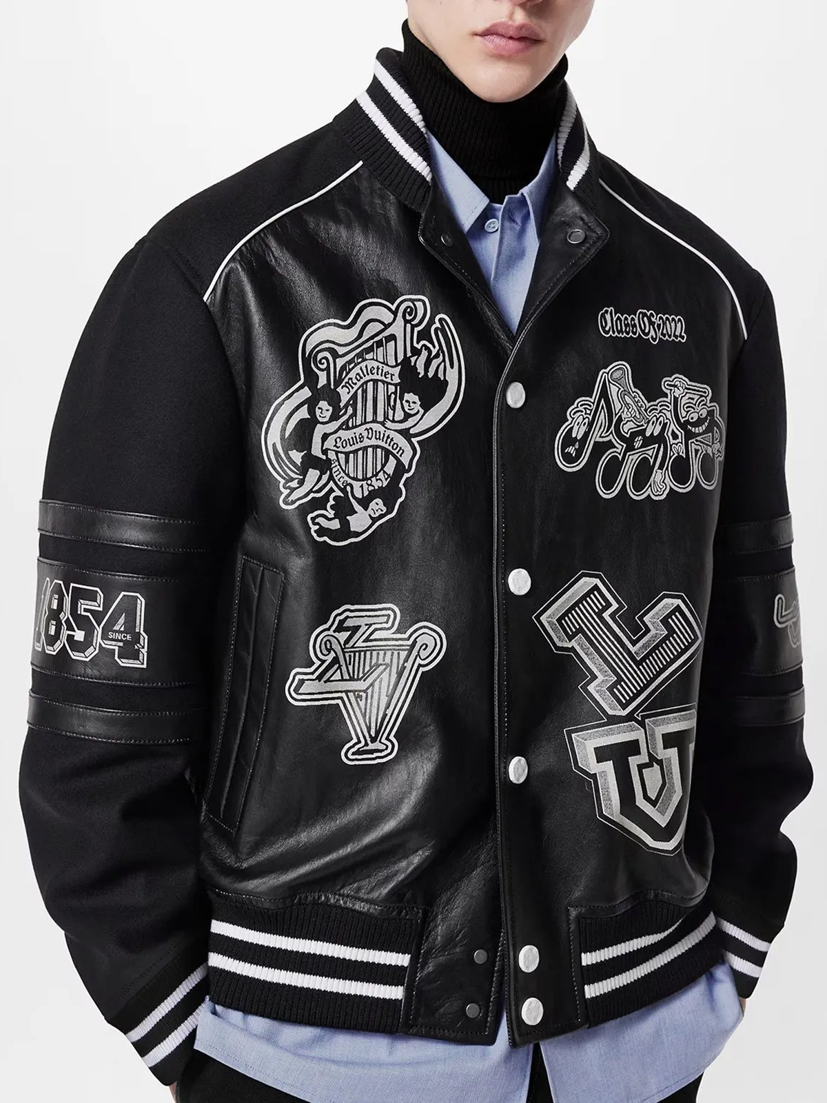 1AATMF Blouson Black Varsity Leather Jacket