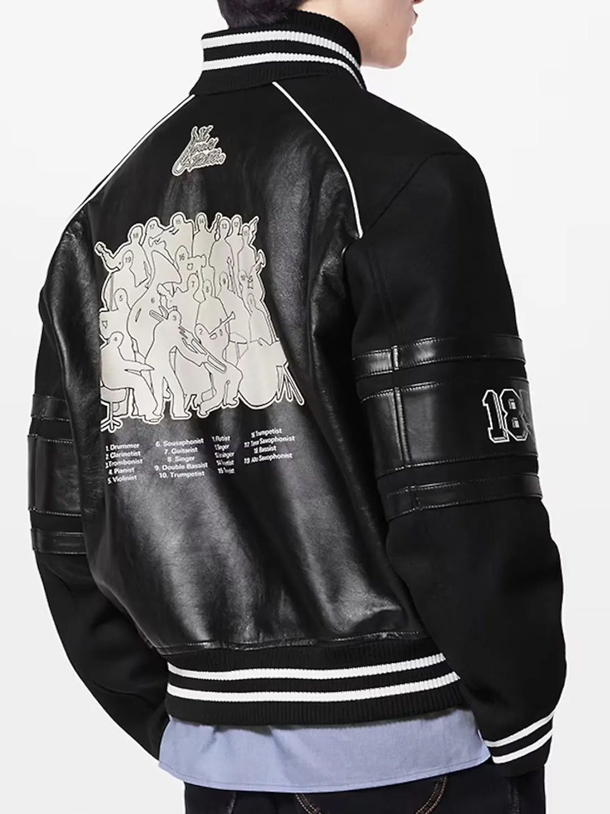 1AATMF Blouson Black Varsity Leather Jacket