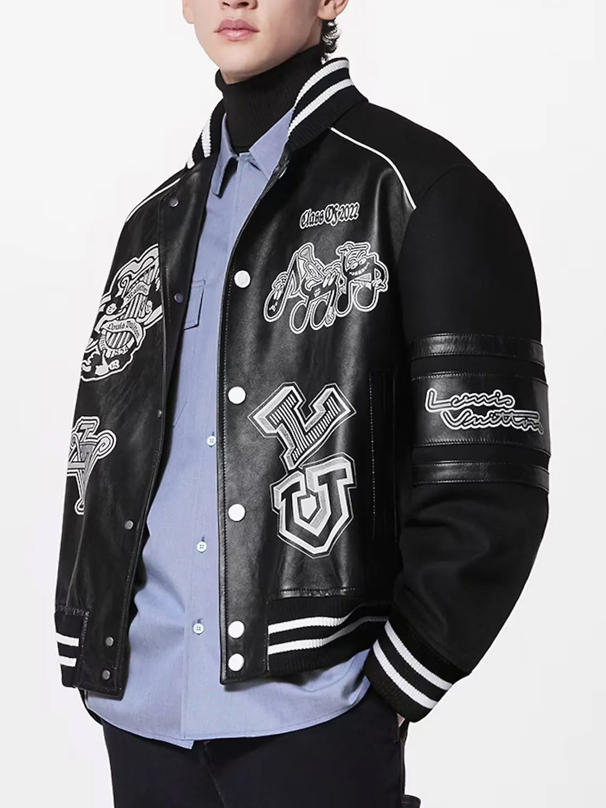 1AATMF Blouson Black Varsity Leather Jacket