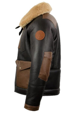 Mens B3 Sheepskin Black Shearling Bomber Jacket
