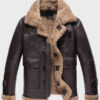 Mens Sheepskin Shearling Brown Leather Jacket