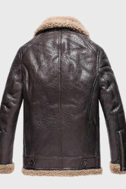 Mens Sheepskin Shearling Brown Leather Jacket
