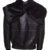 Gregos Hooded Varsity Sheepskin Shearling Jacket