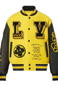Louis Vuitton Yellow Varsity Leather Jacket