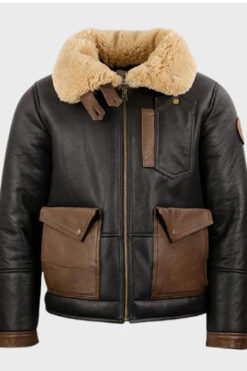 Mens B3 Sheepskin Black Shearling Bomber Jacket