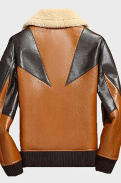 Mens Sheepskin Shearling Bomber Leather Jacket