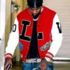 Pop Smoke Dreaming Louis Vuitton Red Varsity Jacket
