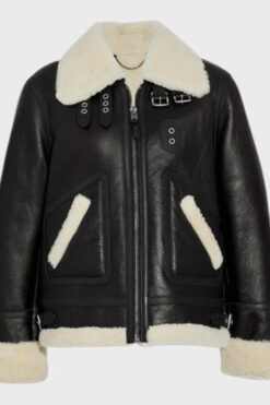 Womens Aviator Sheepskin Shearling Leather Jacket