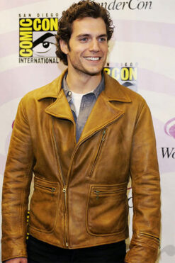 Comic Con Henry Cavill Brown Leather Jacket
