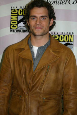 Comic Con Henry Cavill Brown Leather Jacket