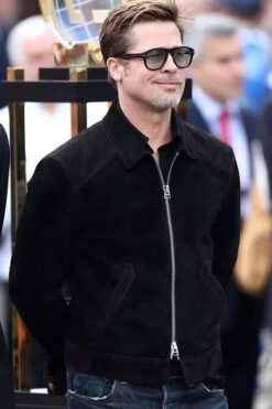 Brad Pitt F1 Black Suede Leather Jacket