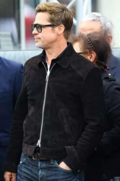 Brad Pitt F1 Black Suede Leather Jacket