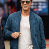Brad Pitt F1 Blue Suede Leather Bomber Jacket