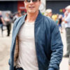 Brad Pitt F1 Blue Suede Leather Bomber Jacket