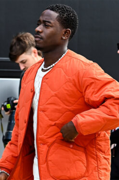 F1 Damson Idris Orange Quilted Jacket
