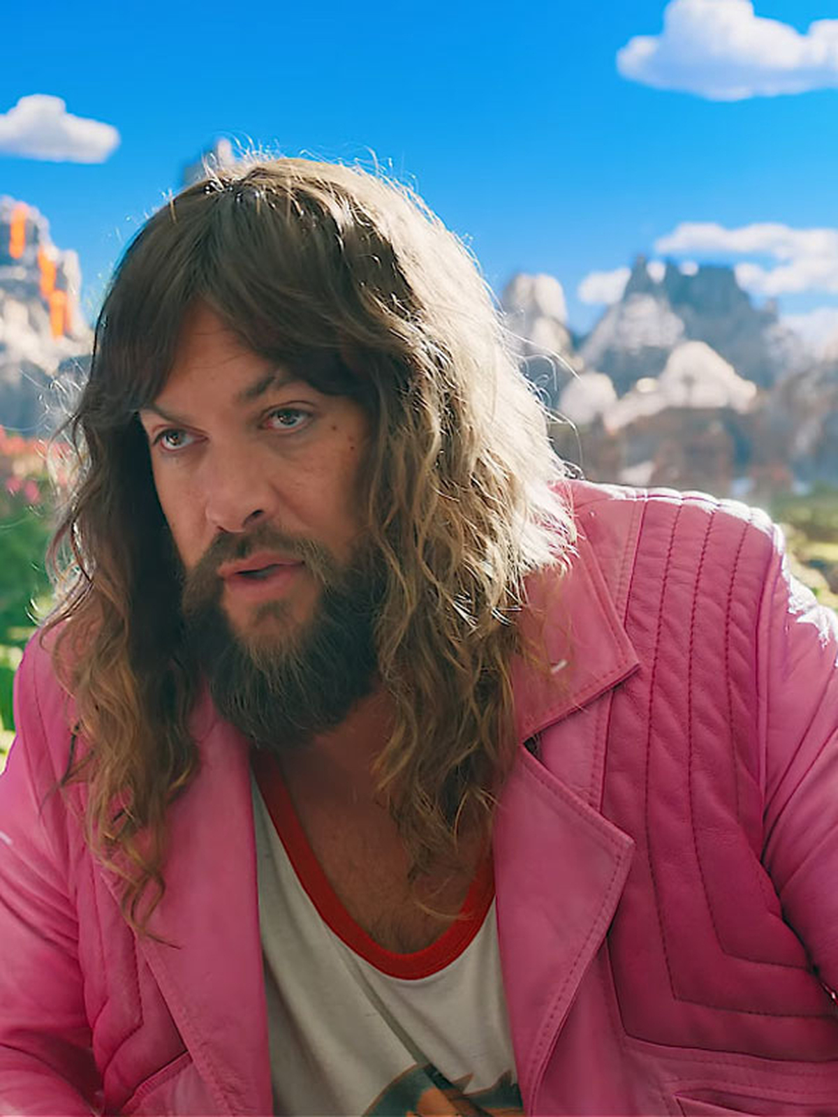 A Minecraft Movie Jason Momoa Pink Jacket