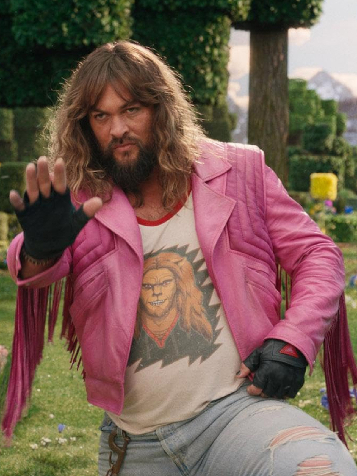 A Minecraft Movie Jason Momoa Pink Jacket
