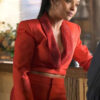 Ransom Canyon Meta Golding Red Crop Blazer Suit