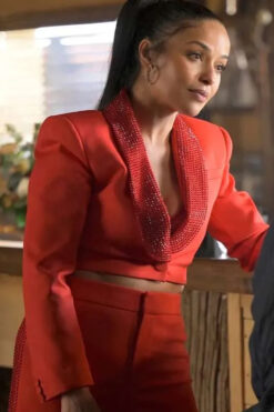 Ransom Canyon Meta Golding Red Crop Blazer Suit