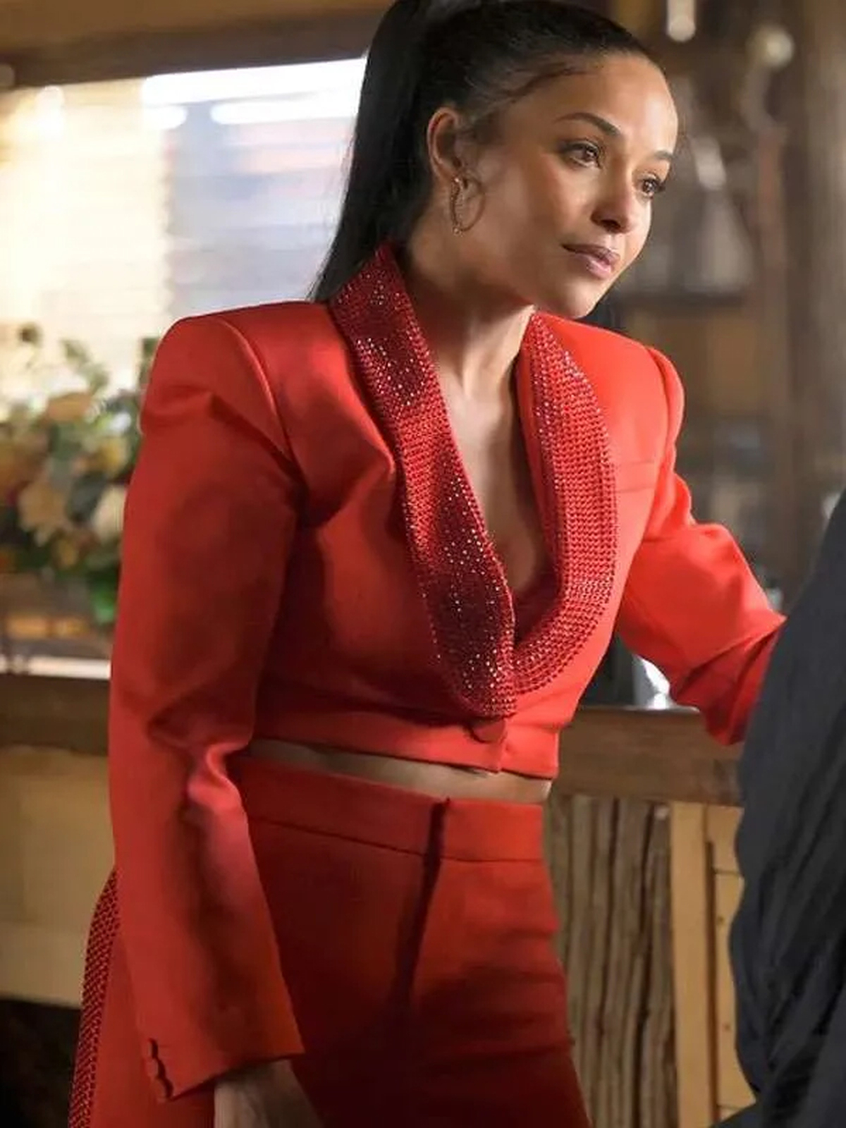 Ransom Canyon Meta Golding Red Crop Blazer Suit