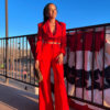 Ransom Canyon Meta Golding Red Crop Blazer Suit