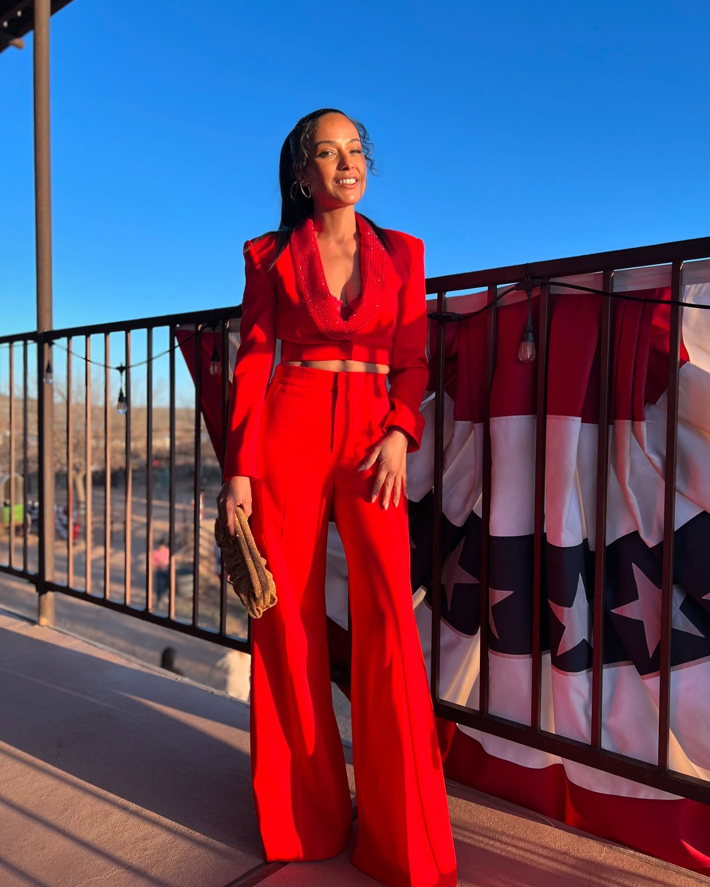 Ransom Canyon Meta Golding Red Crop Blazer Suit