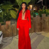 Ransom Canyon Meta Golding Red Crop Blazer Suit