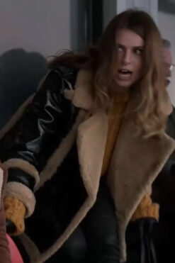 Ted Lasso S03 Flo Sassy Collins Shearling Black Leather Jacket