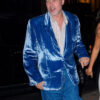 Brad Pitt Cobalt Blue Velvet Blazer