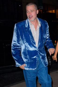 Brad Pitt Cobalt Blue Velvet Blazer